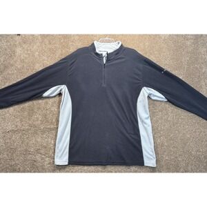 Columbia Sweater Men's Size XXL Black Gray Fleece 1/4 Zip Logo Outdoor‎